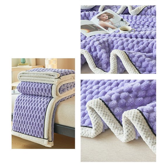 Upgraded Extra Thick Flannel Fleece Blanket With Double Layer Ideal Office Nap Cover Warm comforts Blanket For Bed Or Couch E