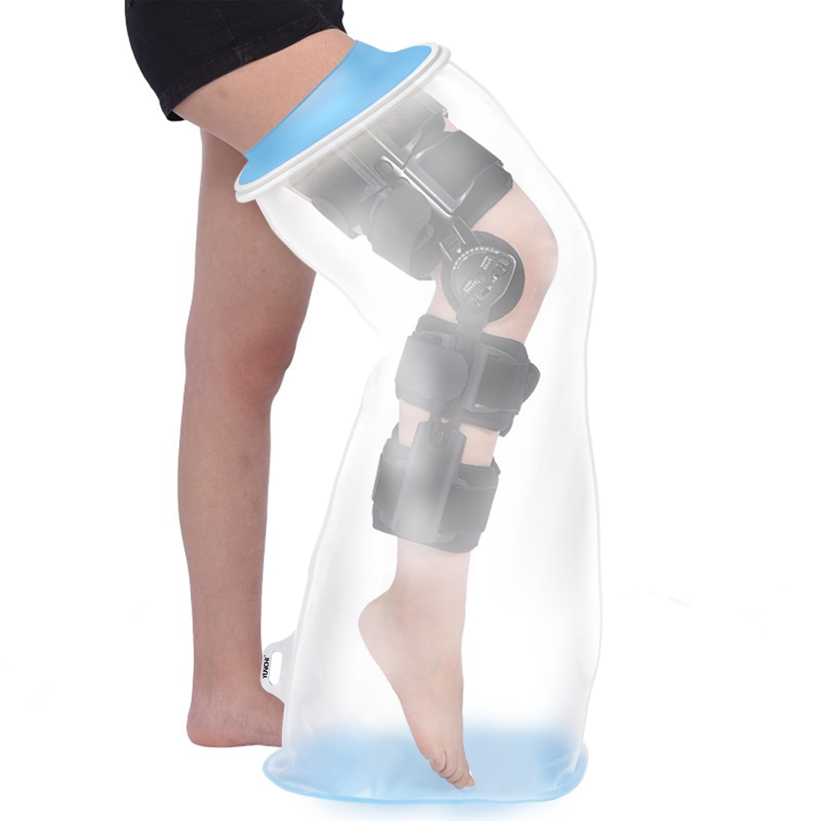 Extra Wide Leg Cast Cover for Shower after Knee Surgery with NonSlip Bottom Reusable Large
