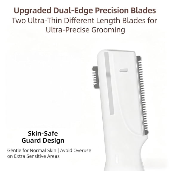 Upgraded Eyebrow Trimmer, Precision Electric Razor for Women Men, Battery Operated Painless Facial Hair Remover with Adjustable Comb & Washable Blade (Face, Upper Lip, Chin, Neck)