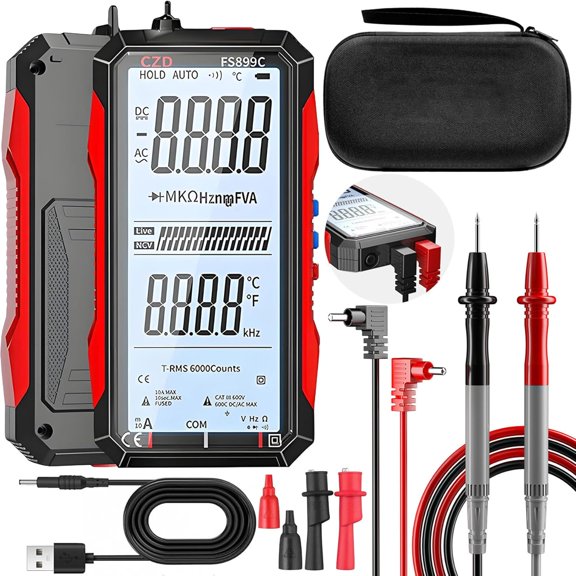 Upgraded FS899L Multimeter, USB Rechargeable Digital Multimeter, Automatic Digital Display Multimeter Tester for Home and Industrial Electrical Issues (FS899C)