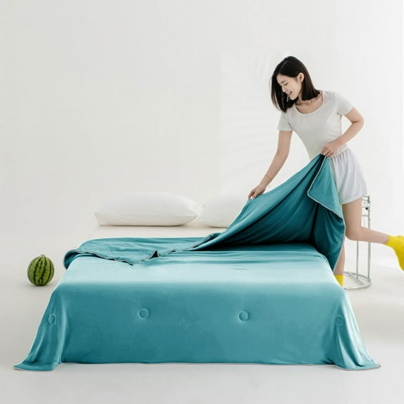 【Upgraded Fabric Cooling Throw Blanket for Hot Sleepers, Lightweight Breathable Summer Bed Blankets, Q-Max >0.5 Jade Fiber,Keep Body Cool Hot Flashes Night Sweats,78.74"x90.55"