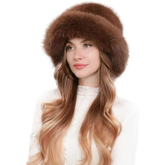 Upgraded Faux Fur Bucket Hat for Women - Soft, Warm & Fluffy Winter Hat, Stylish & Cozy Hat for Fashionable Ladies