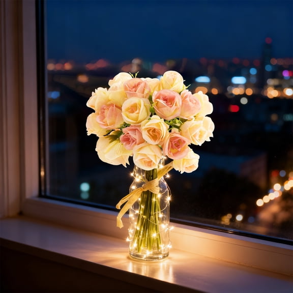 Upgraded Faux Rose Bouquet Orange Valentine's Day Gifts