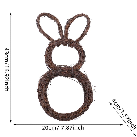 Upgraded Festive Easter Double Circles Bunny Wicker Wreath Home Holiday Decoration For Door Or Wall F