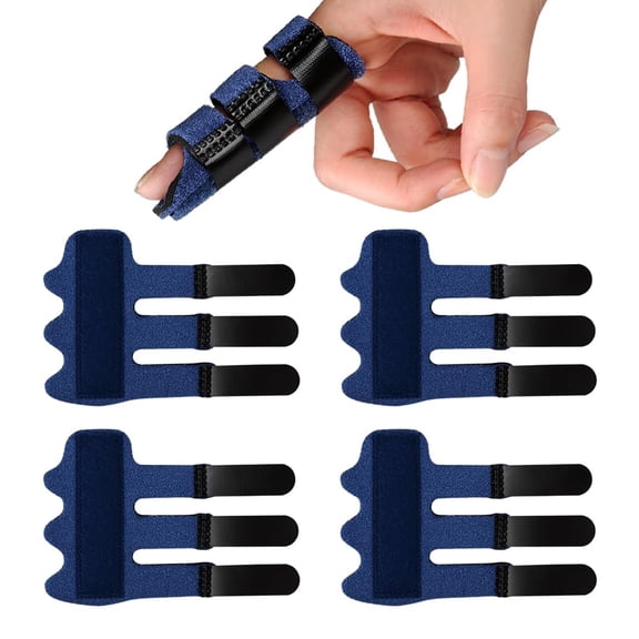 Upgraded Finger Splints (4Pcs), Trigger Finger Splint Finger Brace with 3 Fixing Strap for Mallet Finger, Broken Finger Protector, Knuckle Immobilization, Straightening Support, Arthritis Pain Relief