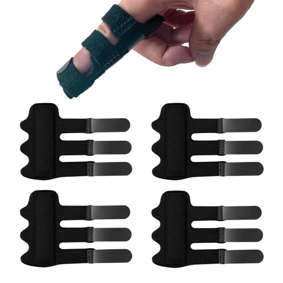 Upgraded Finger Splints (4Pcs), Trigger Finger Splint Finger Brace with 3 Fixing Strap for Mallet Finger, Broken Finger Protector, Knuckle Immobilization, Straightening Support, Arthritis Pain Relief