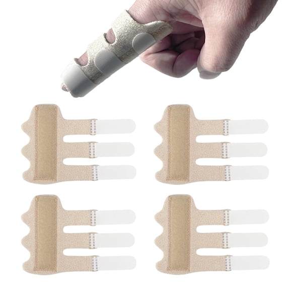 Upgraded Finger Splints (4Pcs), Trigger Finger Splint Finger Brace with 3 Fixing Strap for Mallet Finger, Broken Finger Protector, Knuckle Immobilization, Straightening Support, Arthritis Pain Relief