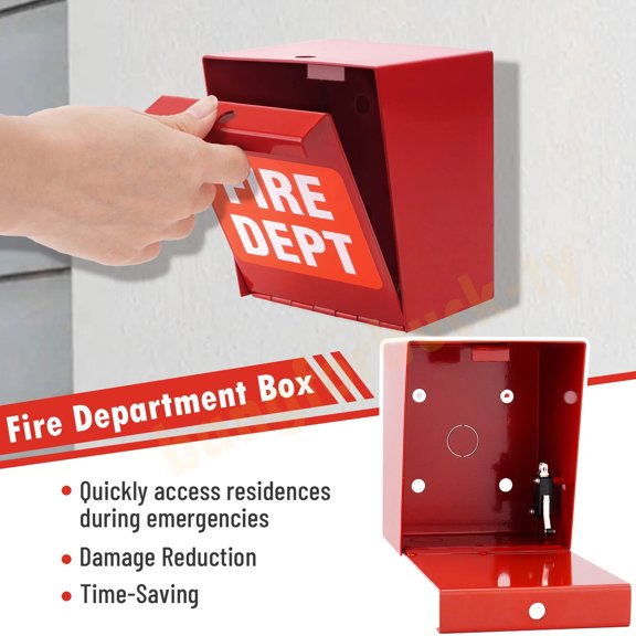 Upgraded Fire Department Box With Lock Hole Red Heavy Duty Steel Wall Mount New
