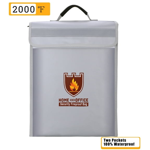 Upgraded Fireproof Document Bag (2000), Manfiter Waterproof and Fireproof Money Bag, Fire Safe Storage for Valuables,Money,Jewelry,Legal Documents, File and Tablet(15112.5)