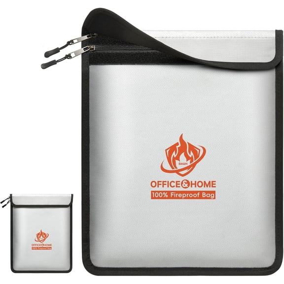 Upgraded Fireproof Document Bag (2200), 15x 11 Waterproof Fireproof Money Bag for Cash with Zipper, Fireproof Safe for Home&Office, Important Document Storage Organizer for Valuables, Certificate