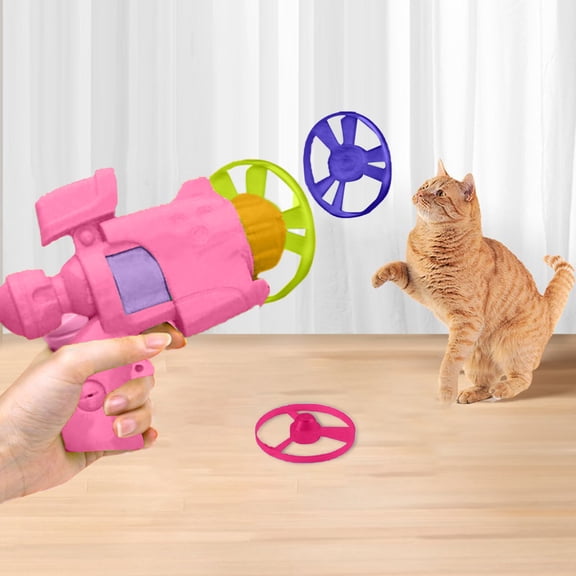 Upgraded Fl Ying Disc Cat La Uncher Set 2025 interactive Fl Ying Disc Cat Fe Tch toys for Enrichment Pet Tracks Flying Saucer toy for Pet Training and Ch Asing