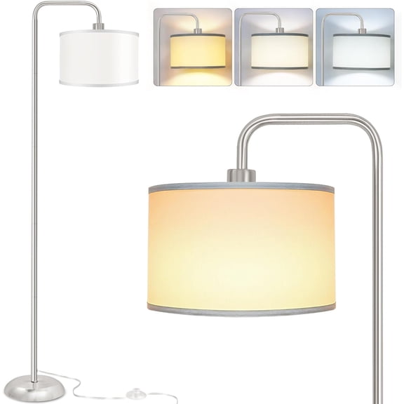 [Upgraded]  Floor Lamp for  Room, 3 Color Temperature Floor Lamp with Foot  Modern Standing Lamp Tall Pole Floor Reading Lamp for  Study Room, Bulb Included  (One Shade)