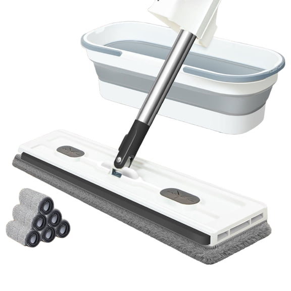 Upgraded Floor Mop With 180 Degree Rotating 6 Replacement Pad Foldable Bucket For Large Area Household Use