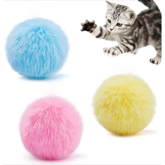 Upgraded Fluffy Chirping Cat Kicker Balls 3 Pack, SilverVine & Catnip Indoor Cat Toys, Lifelike Animal Sounds Interactive Hunting Toys for Kitten & Cats