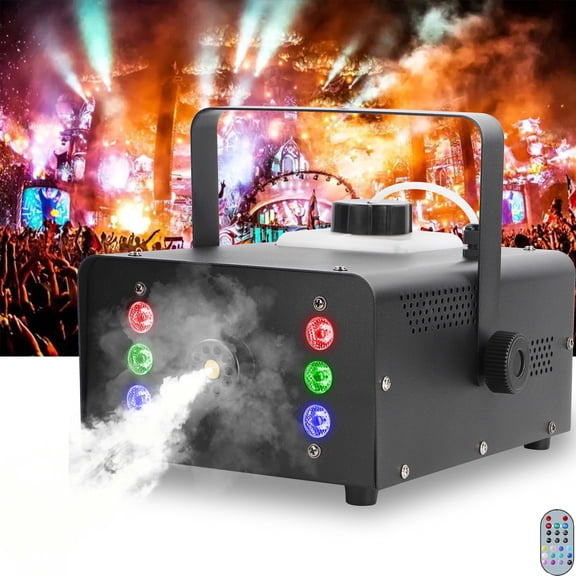 1500W RGB LED Fog Machine - Remote Control Smoke Machine for DJ Stages, Nightclubs, Parties, Concerts & Bars