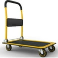 thumbnail image 1 of Upgraded Foldable Push Cart Dolly | 660 lbs. Capacity Moving Platform Hand Truck | Heavy Duty Space Saving Collapsible | Swivel Push Handle Flat Bed Wagon - Yellow, 1 of 7