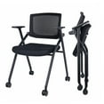 thumbnail image 1 of Upgraded Folding Office Chair Stackable Conference Room Chairs with Wheels and Padded Mesh Back Ergonomic for Reception Meeting, 2 Pack Black, 1 of 9