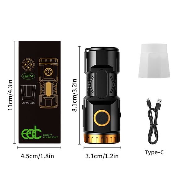 Upgraded Four Flashlight Magnetic Clip Light Bright Flashlight S74A-P35 With Soft Cover E