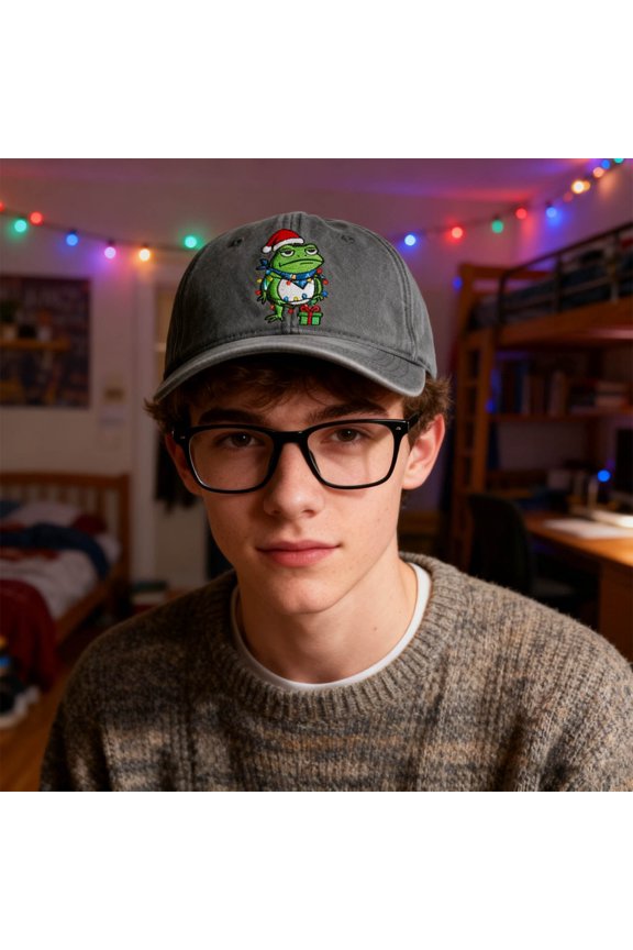 Upgraded Frogs Christmas Baseball Cap Embroidered Santa Hat Frogs Adjustable Snapback For Men Women S