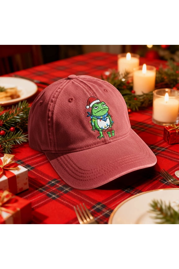 Upgraded Frogs Christmas Baseball Cap Embroidered Santa Hat Frogs Adjustable Snapback For Men Women U