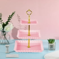 Upgraded Fruit Tray – Multi-Layer Candy & Fruit Tray, 3-Tier Wedding/Party Stand, Pink Home Storage and Organization
