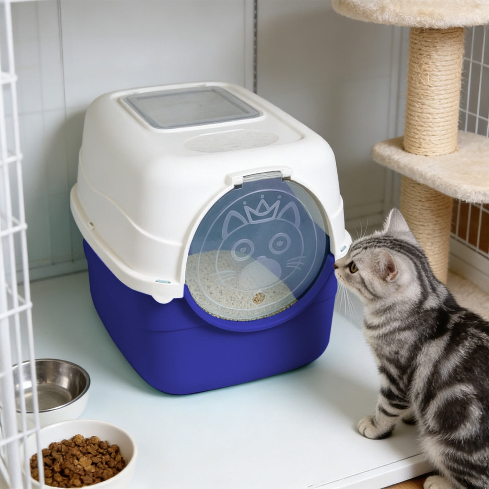Upgraded Fully Enclosed Cat Litter Box with Lid, Covered Cat Box Enclosure, Anti-Splashing Easy to Clean Kitty Litter Boxes, Can Use from Kitten to Adult 18.5x13.39x12.6in