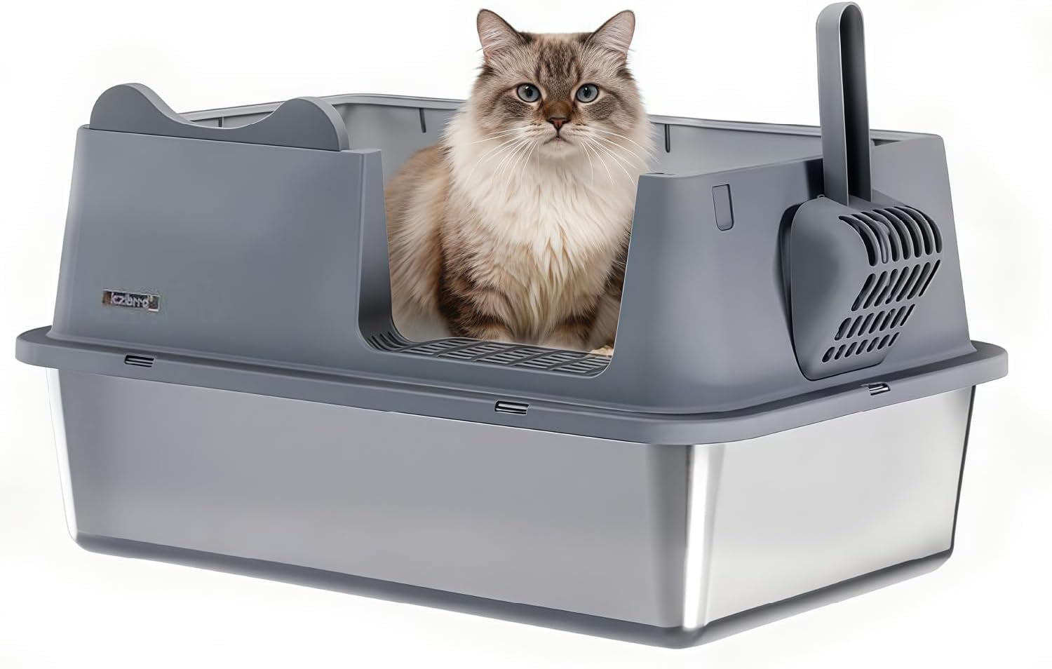 Upgraded Fully Enclosed Cat Litter Box with Lid, Covered Cat Box Enclosure, Anti-Splashing Easy to Clean Kitty Litter Boxes with Drawer, 3 Modes can Use from Kitten to Adult(White&Grey)