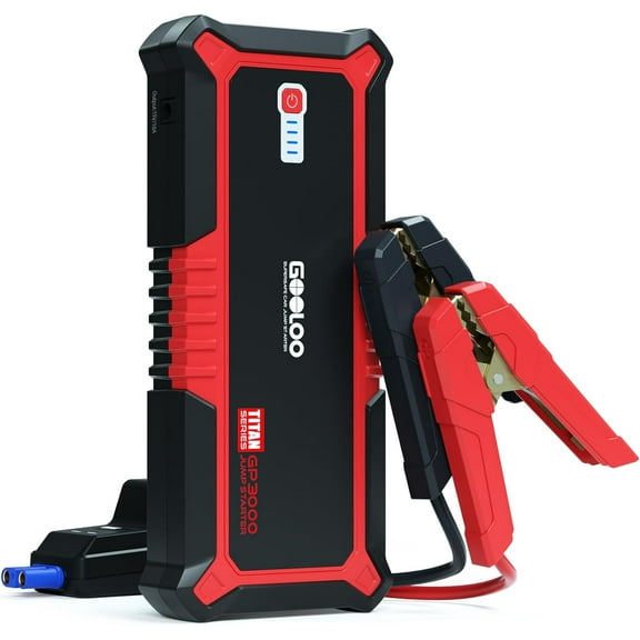 Upgraded GP3000 Jump Starter 3000A Peak Car Starter (Up to 9L Gas or 7L Diesel Engine) 12V Jump Box Auto Lithium Battery Booster SuperSafe Portable Power Pack with USB Quick Charge, Type-C Port