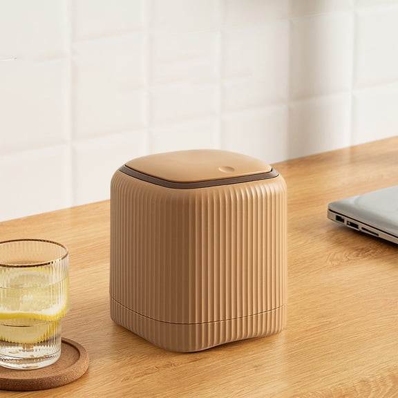 Upgraded Garbage Bin Countertop Wastebasket Push Button Multipurpose 13.5x13.5x14.5cm Small Recycle Bin For Bedside Tables C