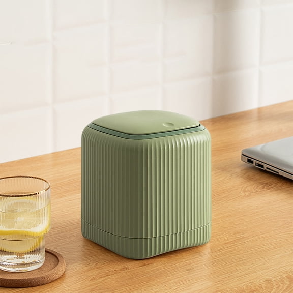 Upgraded Garbage Bin Countertop Wastebasket Push Button Multipurpose 13.5x13.5x14.5cm Small Recycle Bin For Bedside Tables D