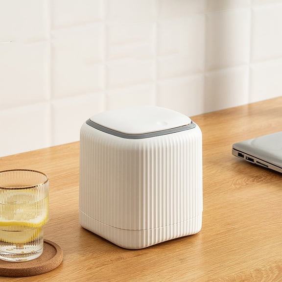 Upgraded Garbage Bin Countertop Wastebasket Push Button Multipurpose 13.5x13.5x14.5cm Small Recycle Bin For Bedside Tables E