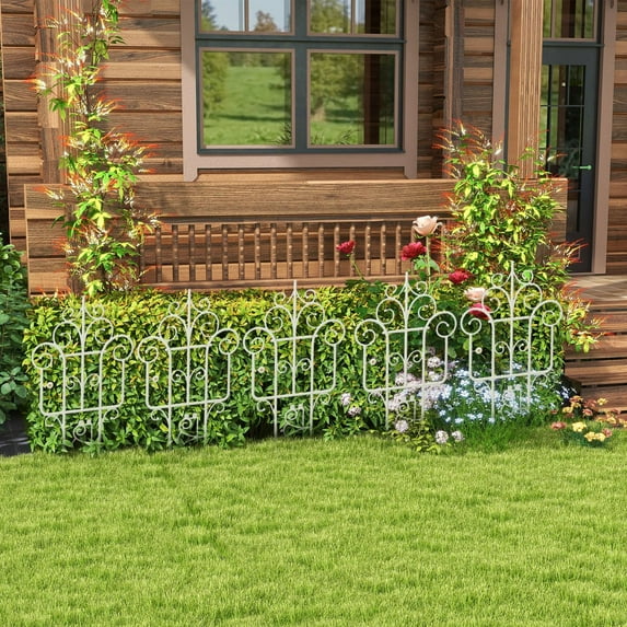 Upgraded Garden Fence Stackable Climbing Plant Support Plastic Garden Fence Picket Fence Edgings For Lawns Flowerbeds Plant Borders Decorative Yard L