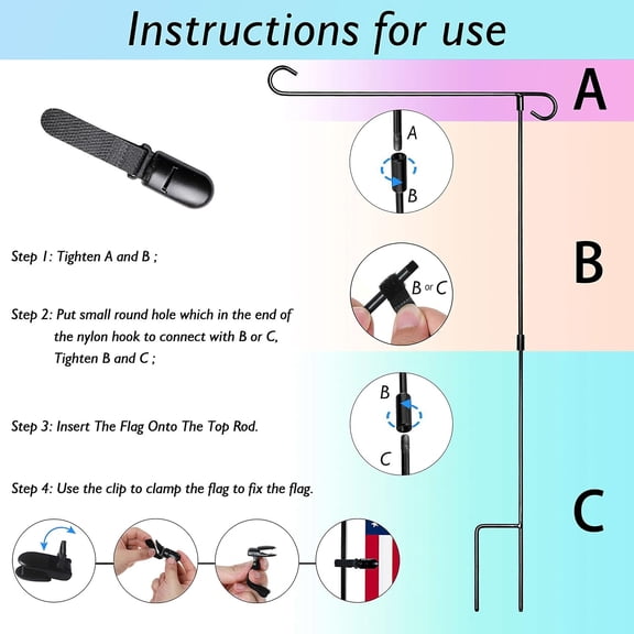 Upgraded Garden Flag Stand Pole Easy To Install Sturdy Wrought Iron Fits 12.5inch X 18inch Mini Flags