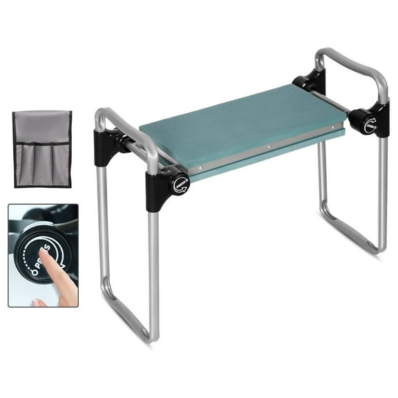 Upgraded Garden Kneeler and Seat, Gardening Stool Kneeling for Gardening with Tool Pouch, Wider&Softer Kneeling Pad, Gardening Gifts for Parents Seniors, Lightweight & Heavy Duty Modern Green