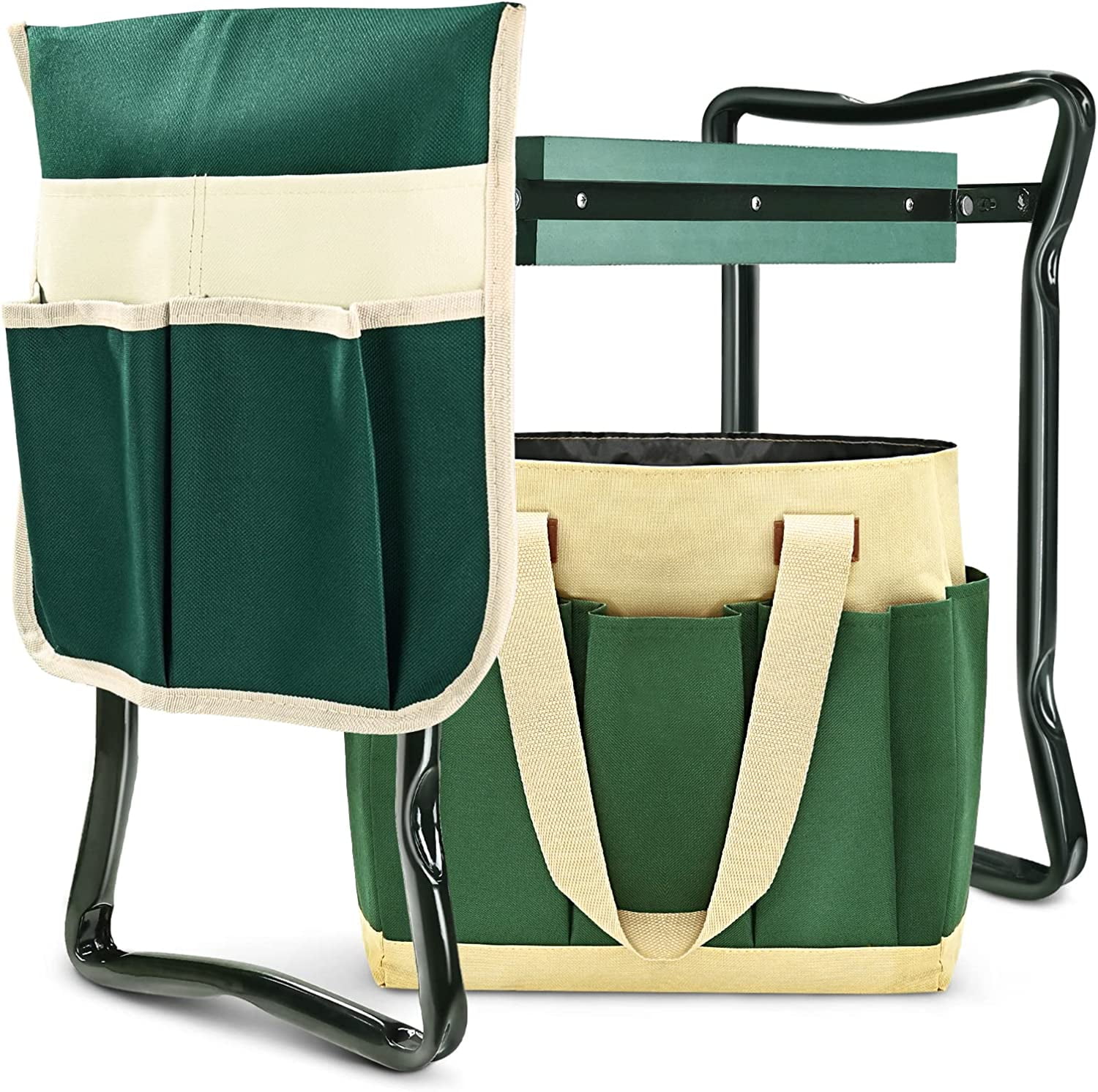 Upgraded Garden Kneeler and Seat with Thicken & Widen Soft Kneeling Pad,Heavy Duty Foldable Gardener Stool with 2 Tool Pouches,Gardening Gifts for Women Mom Men Seniors