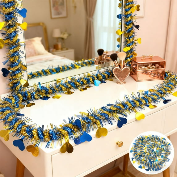 Upgraded Garland Valentine Heart Tinsel Garland 78.74 in – Blue Valentine's Day Decorations