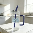 thumbnail image 1 of Upgraded Glass Cup 400ml Transparent Glass Cup with Lid Handle & Removable Bow Blue Valentine's Day Decorations, 1 of 7