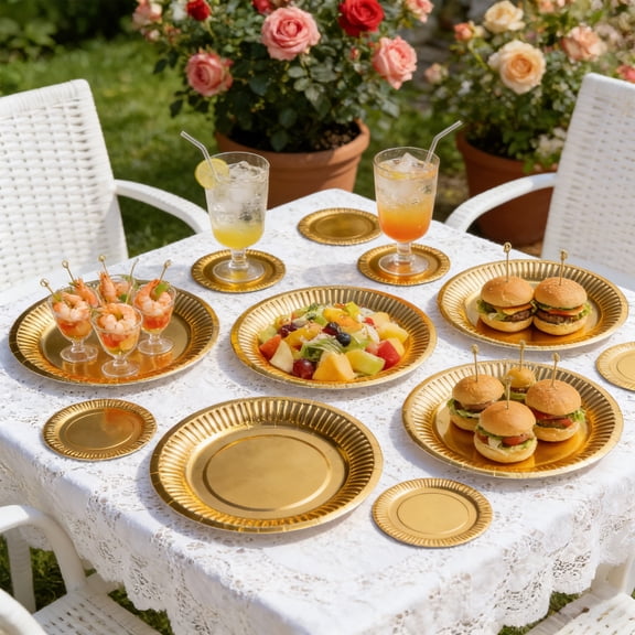 Upgraded Gold Card Paper Plates Party Party Decoration Red Paper Plates L