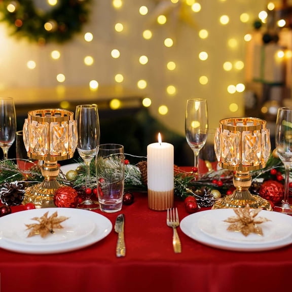 Upgraded Golden Candlestick Crystal Candlestick Creatives Wrought Iron Candle Holders Candlelight Dinner Candle Cup R