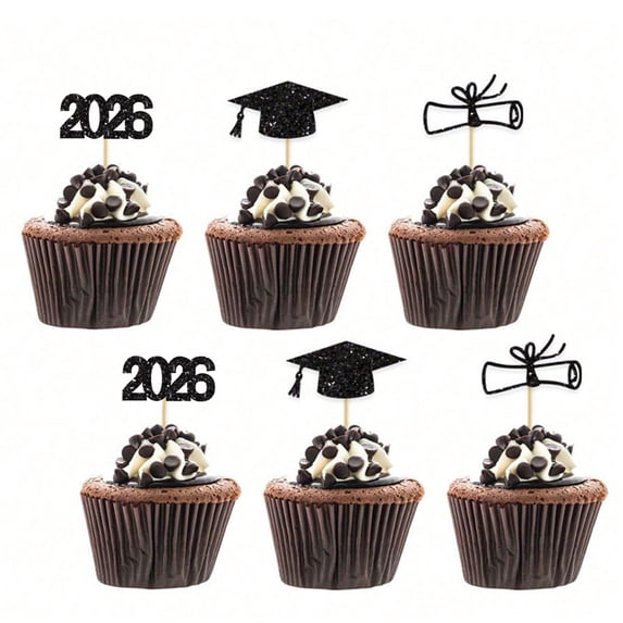 Upgraded Graduation Season Glitter Paper Flag Party Cake Decoration 12 Pack For Cupcakes And Desserts Celebrate Achievements With Sparkling Flags U