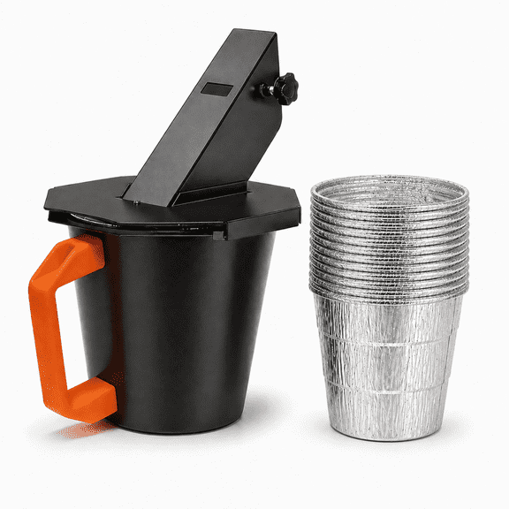 Upgraded Grease Bucket with Lid & 12PCS Liners, Grease Catcher Compatible with Traeger Pellet Grill, Smoker Drip Bucket