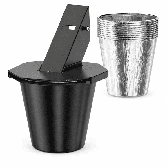 Grease Bucket for Pellet Grill, Compatible with Traeger, Pit Boss, Smoker Grease Catcher with Lid, 12 Pieces Liners