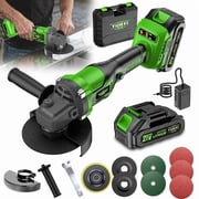 Upgraded Green Cordless Angle Grinder, Lightweight Grinder with Side Handle & Full Accessories, Multipurpose Tool for Home & Industrial Grinding, Ideal Gift for Men