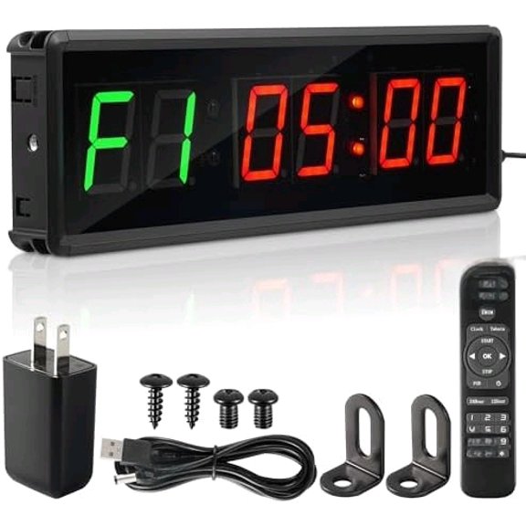 Upgraded Gym Timer Clock for Tabata/FBG/EMOM - Large Digital Interval Workout for Fitness Enthusiast, Count Down & Up | Stopwatch | Workout Clock for Home Gym/Yoga/Boxing/Garage Fitness Times