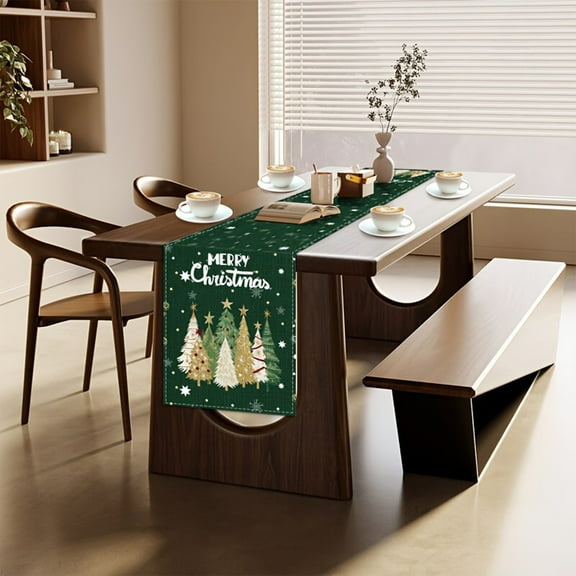 Upgraded HEROOY Christmas Tree Snowflakes Holiday Decoration Table Runner Seasonals Winter Red And Green Kitchen Table Decoration Suitable For Restaurant Party Decoration O