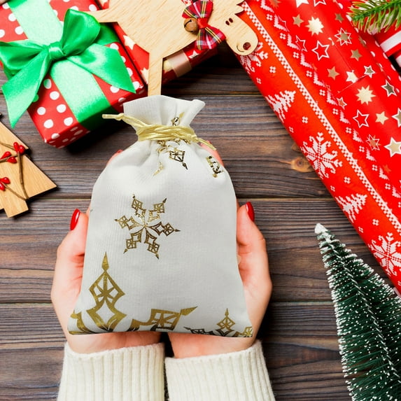 Upgraded HEROOY Velvet Hot Stamping Drawstring Bag Pentagram Christmas Gift Bags Candy Drawstring Bags Holiday Products Gifts L