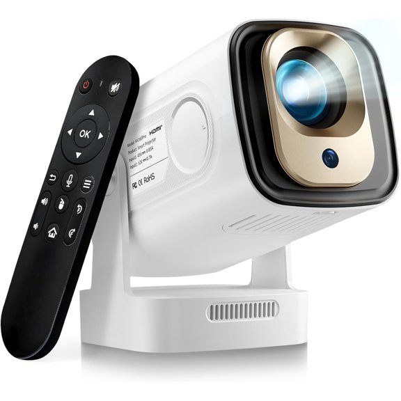 Upgraded HY260 Pro Mini Projector with WiFi and 5.4, Auto Focus/Keystone, 1080P Support for 4K,Air Remote,Android 11,Built in Apps,35"-150" Screen Video Projector