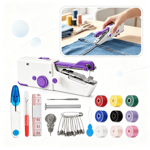Portable Handheld Sewing Machine for Beginners, Cordless Lightweight Mini Stitching Tool, DIY Quick Fabric Repair Kit for Home Travel Use