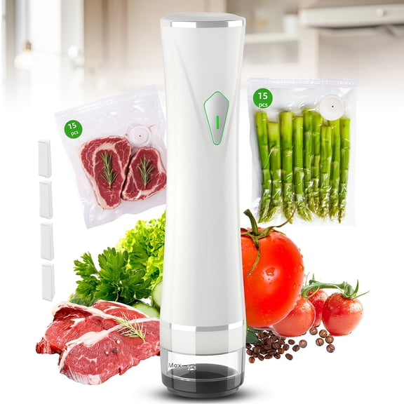 Upgraded Handheld Vacuum Sealer For Food, Portable Vacuum Sealer Machine With Auto-Stop & Detachable Filter, 5X Freshness Lock, Includes 30 Reusable Vacuum Bags For Kitchen