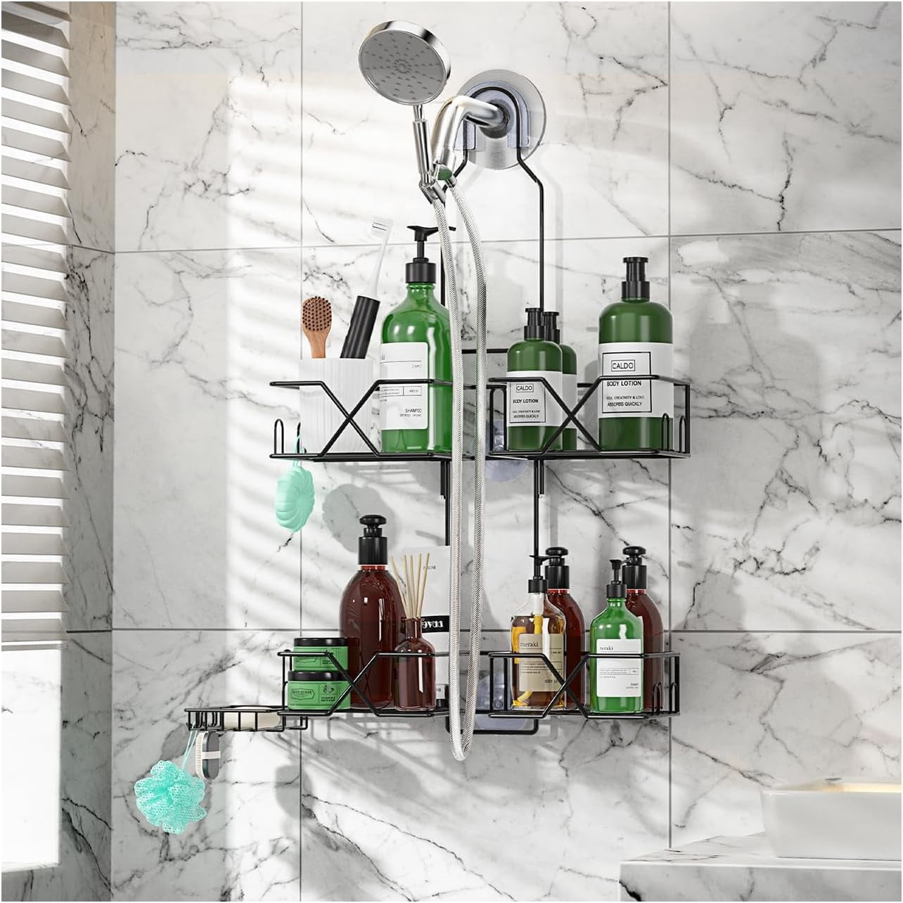 Upgraded Hanging Shower Caddy for Handheld Shower Heads,Adjustable ...